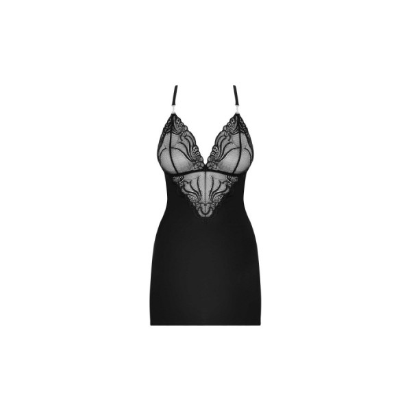 828-CHE-1 Nuisette et String - Noir